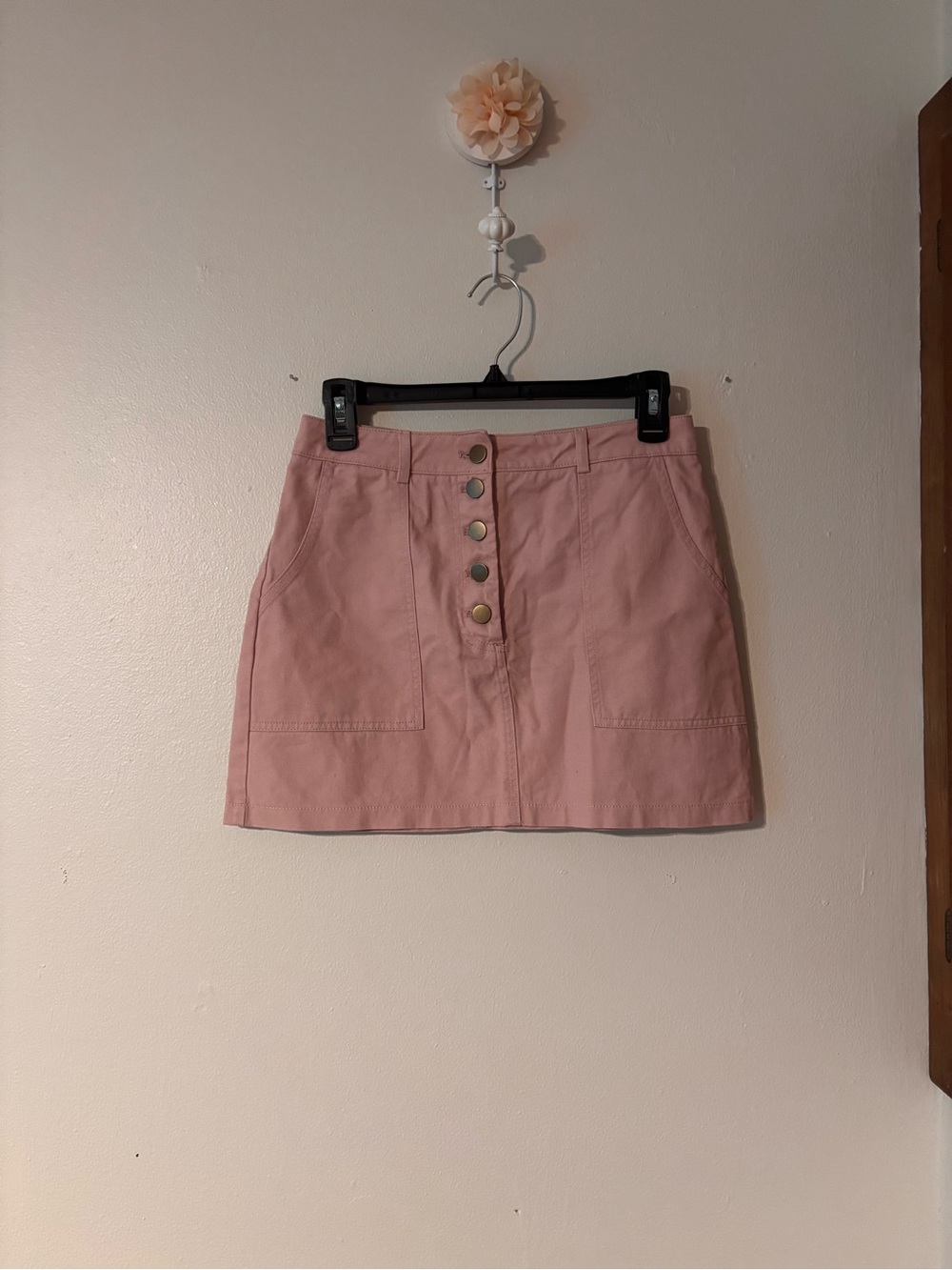 Forever 21 High-Rise Pink Button-Front Mini Skirt